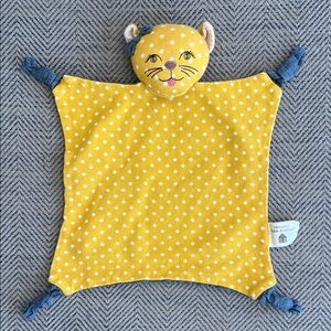 Organic farm buddy, Yellow Polka Dot Cat rattle/lovey for baby